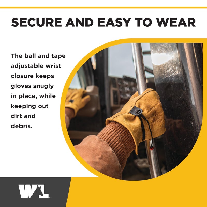 Wells Lamont Leather Work Gloves for Men â€“ Heavy Duty, Cowhide, Abrasion & Puncture Resistant â€“ Adjustable Wrist, Gunn Cut Design, Ideal for Ranching, Farming, Construction - Saddletan - XXL - Image 4